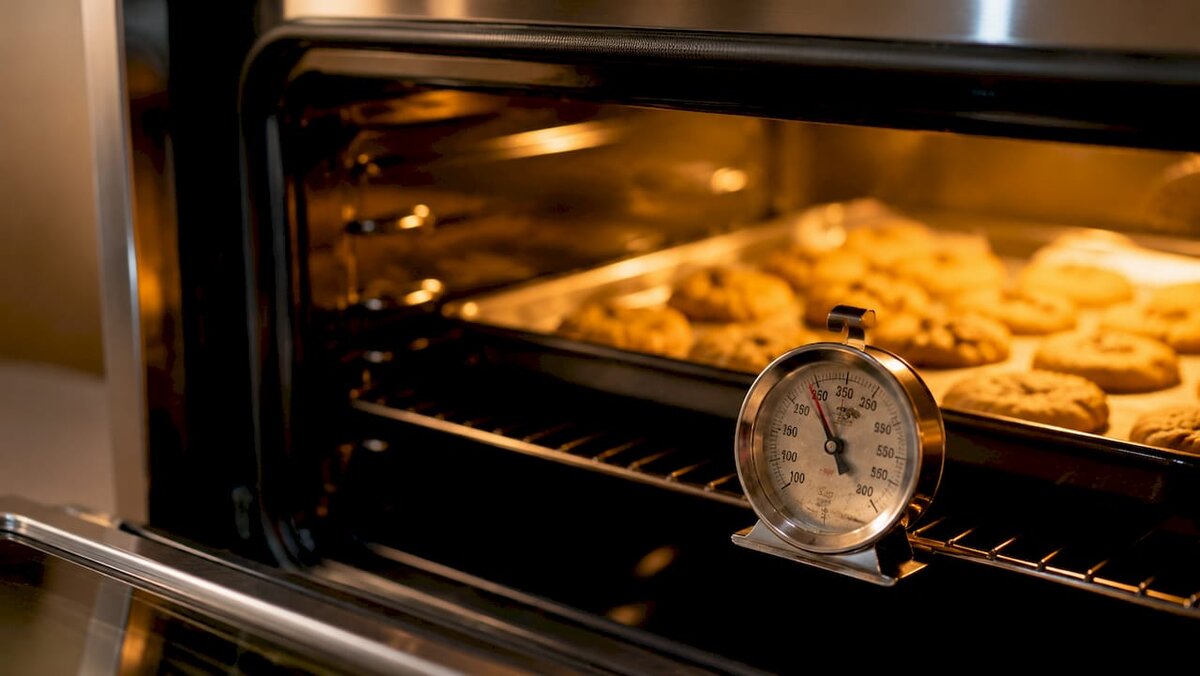 Thermomètre de four indiquant la température dans un four domestique