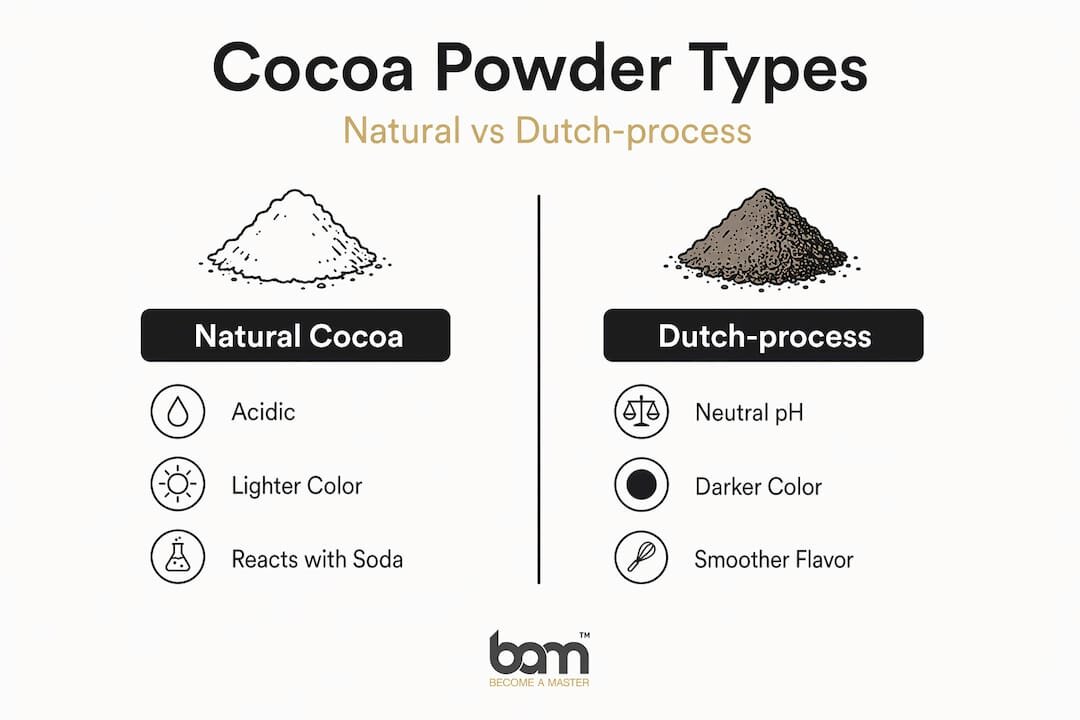 Infographie comparant les différents types de cacao en poudre