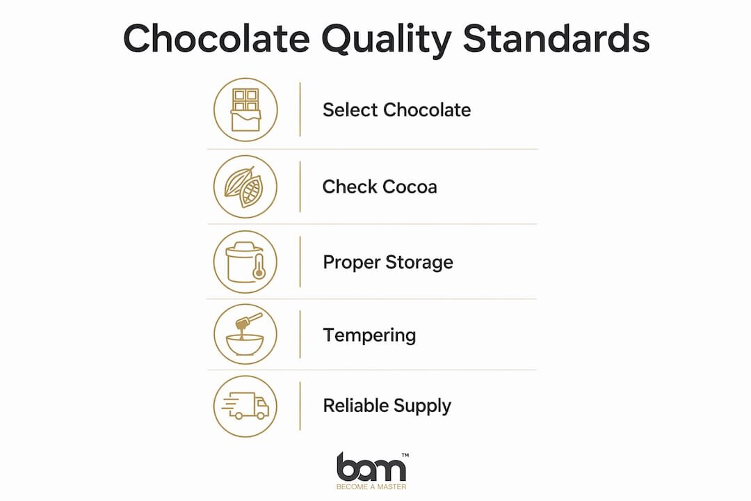 Infographie présentant les normes de qualité applicables à la restauration spécialisée dans le chocolat
