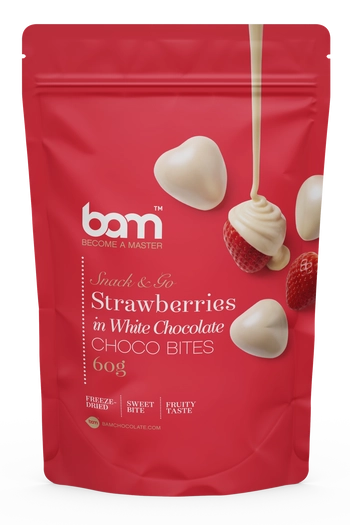 Fraises enrobées de chocolat blanc, 60 g