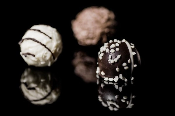 pralines au chocolat avec crème ganache et cognac