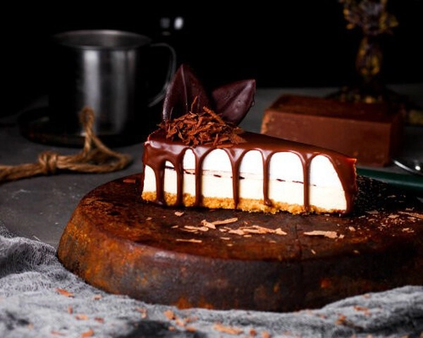 gteau au fromage et ganache au chocolat