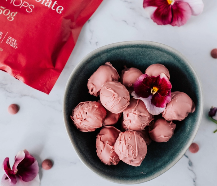truffes de pques au cheesecake et au chocolat rubis
