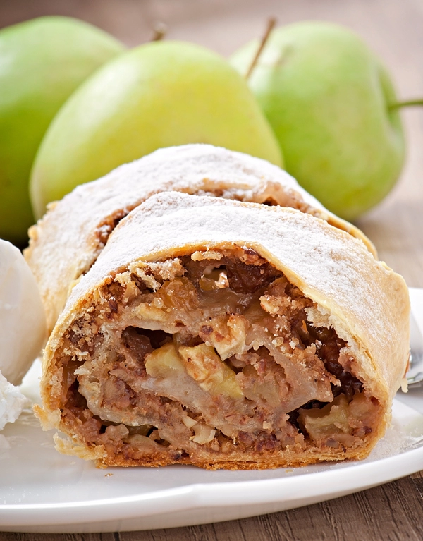 strudel aux pommes à base de pte feuilletée