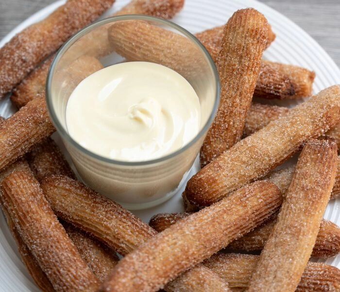 churros à la vanille et au chocolat blanc