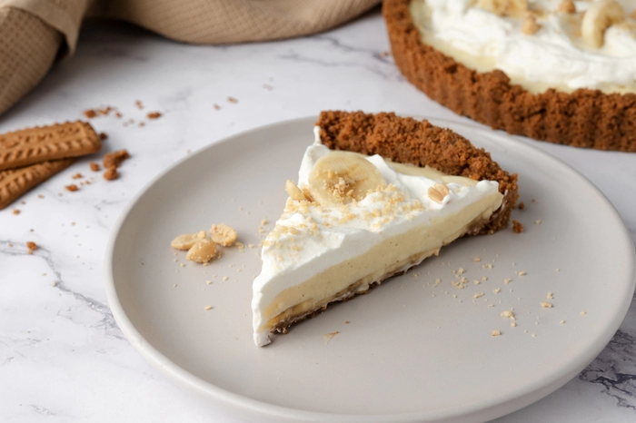 délicieuse tarte à la banane avec crème à la vanille