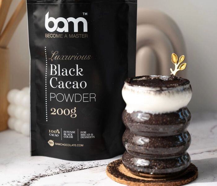 pouding au café et au chia avec du cacao noir bam